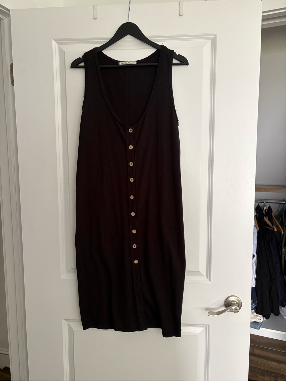 We The Free Black Button-Front Tank Dress